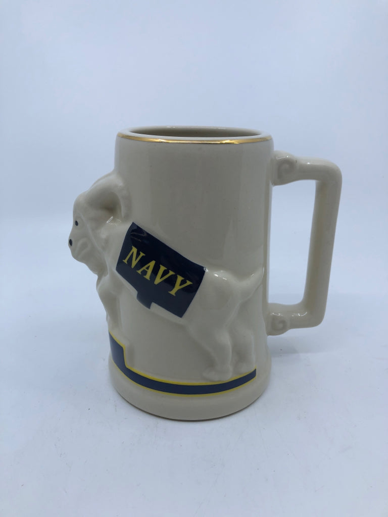 OFF WHITE US NAVY GOAT STEIN MUG.