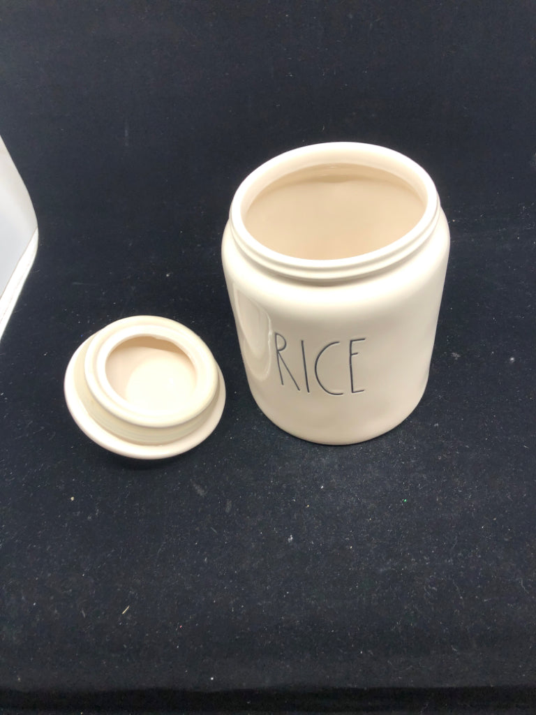 RAE DUNN RICE CANISTER.