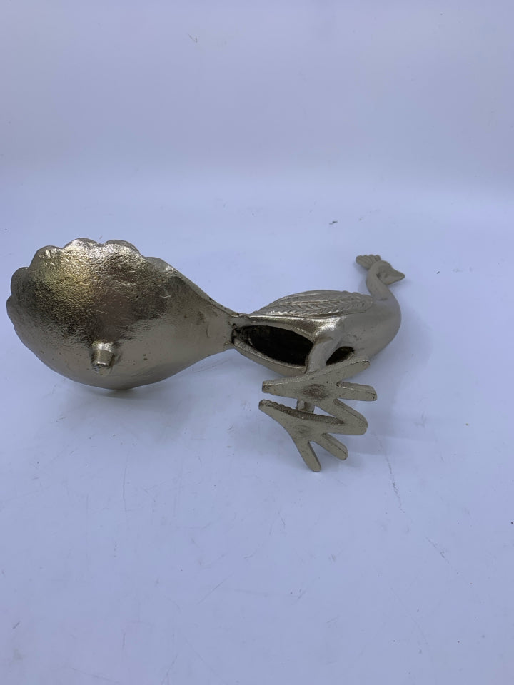 GOLDEN METAL PEACOCK BOWL.