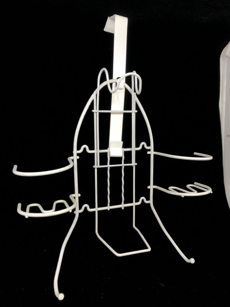 WHITE OVER-THE-DOOR IRON HOLDER.