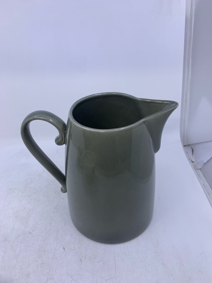 DARK GREY CERAMIC PITCHER.