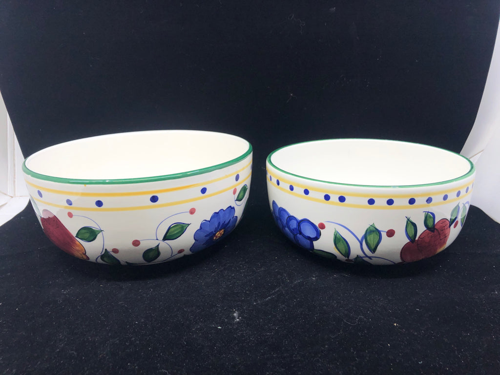 2 FRUIT PAINTED GIBSON NESTING BOWLS.