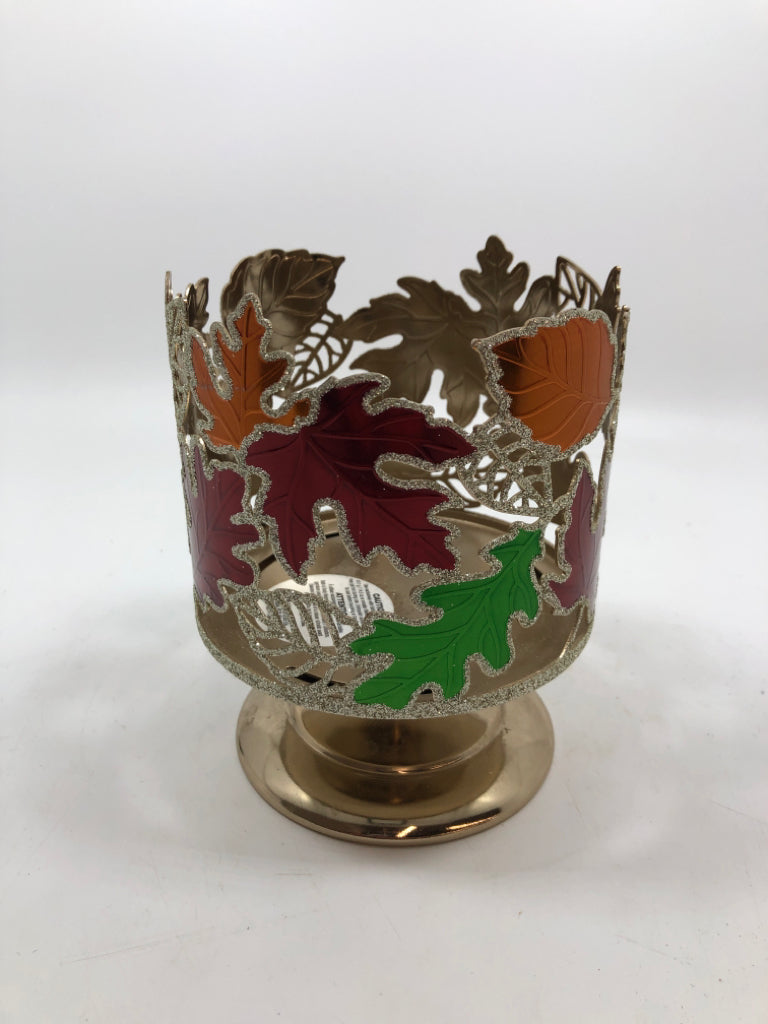 COLORFUL LEAF BATH & BODY WORKS PEDESTAL CANDLE HOLDER.