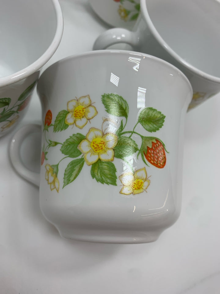 5 CORELLE STRAWBERRY MUGS.