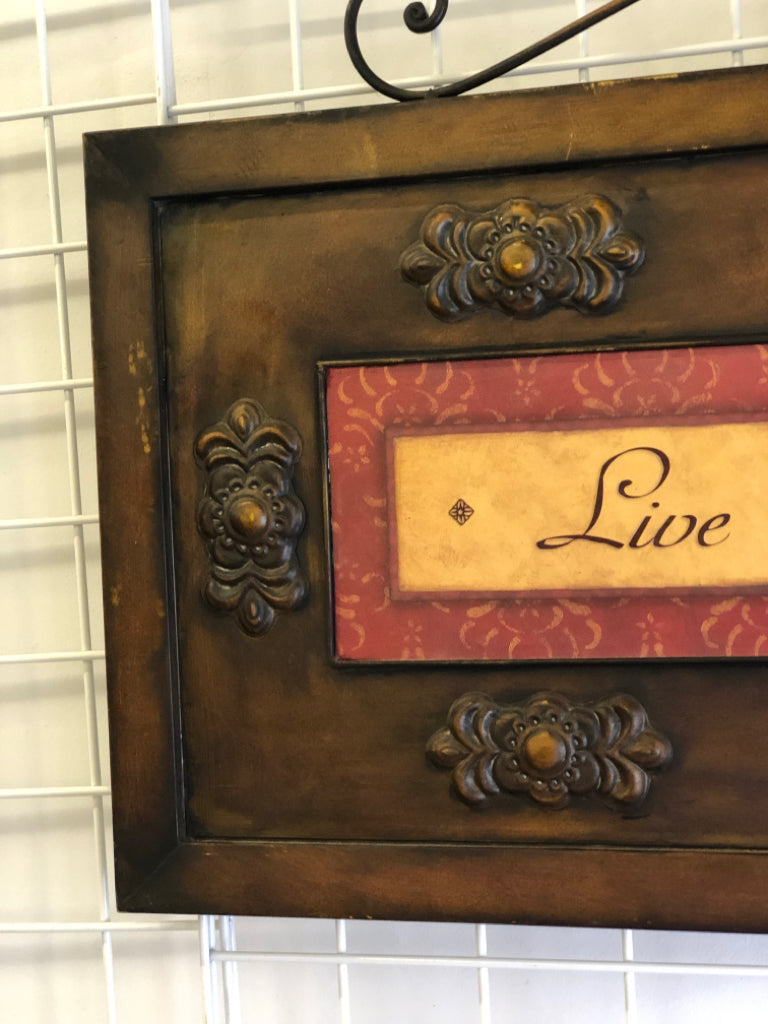 LIVE LAUGH SCROLL DARK WALL HANGING.