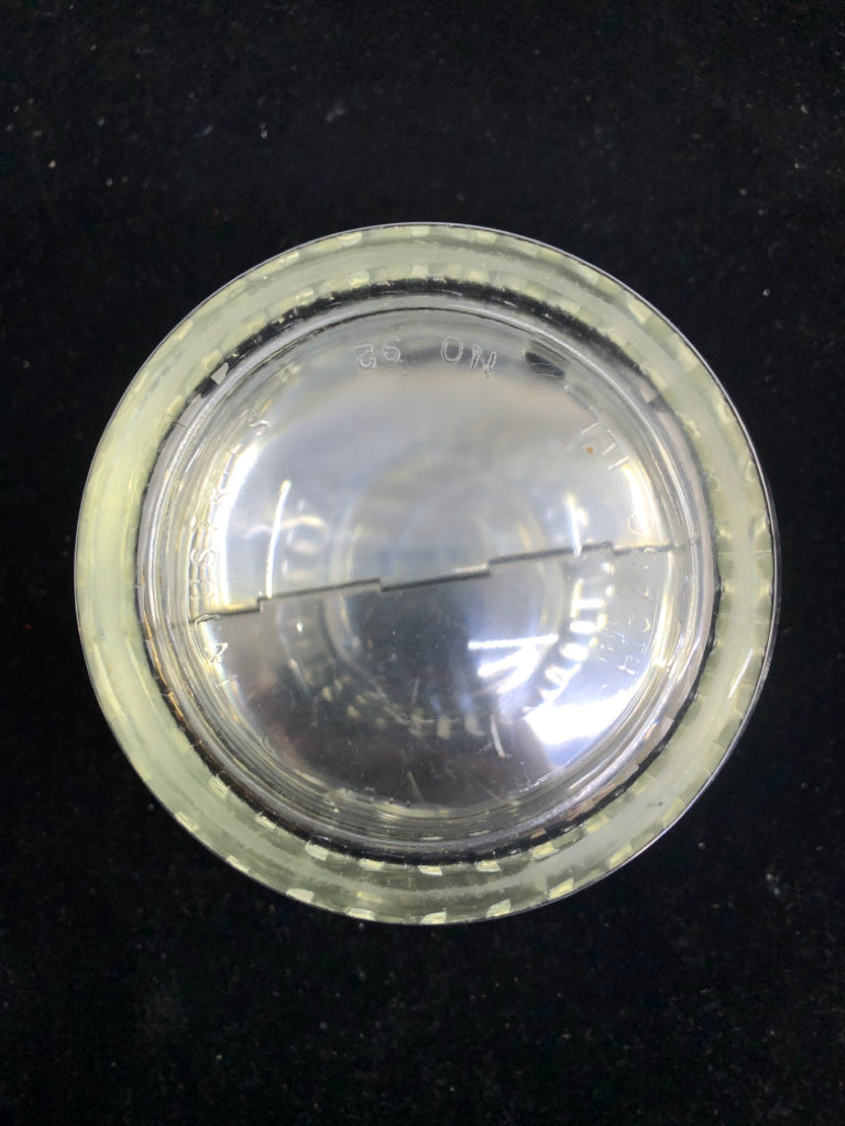 VTG GLASS SUAGR BOWL W METAL LID.