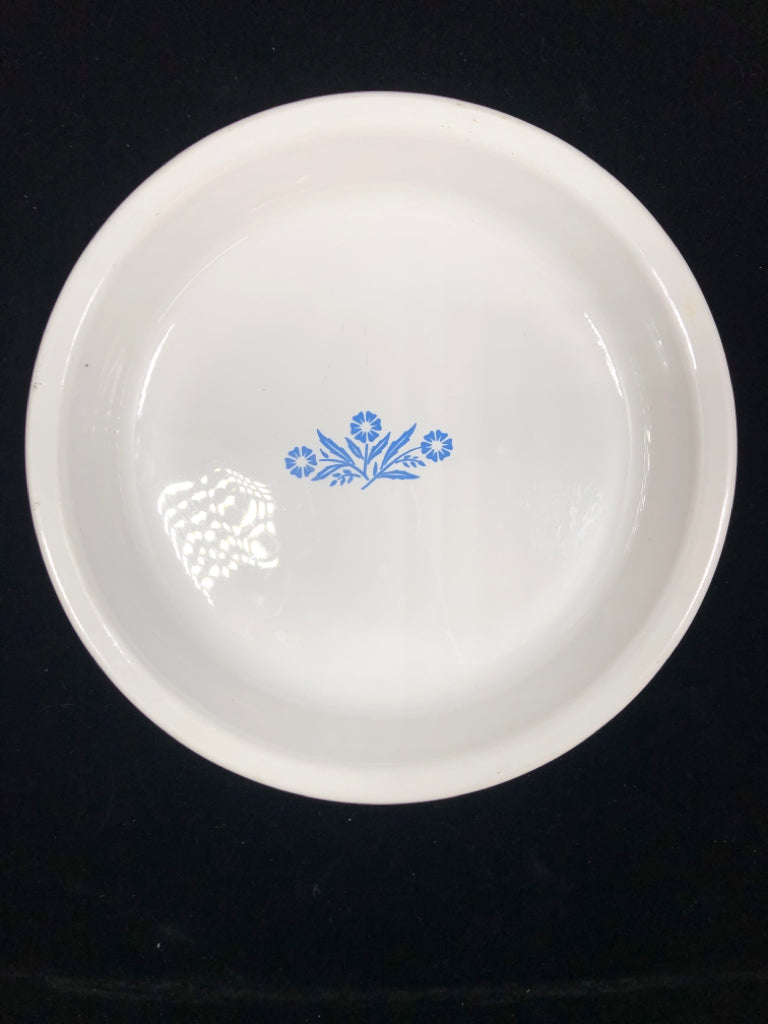 BLUE FLORAL PYREX PIE PLATE.