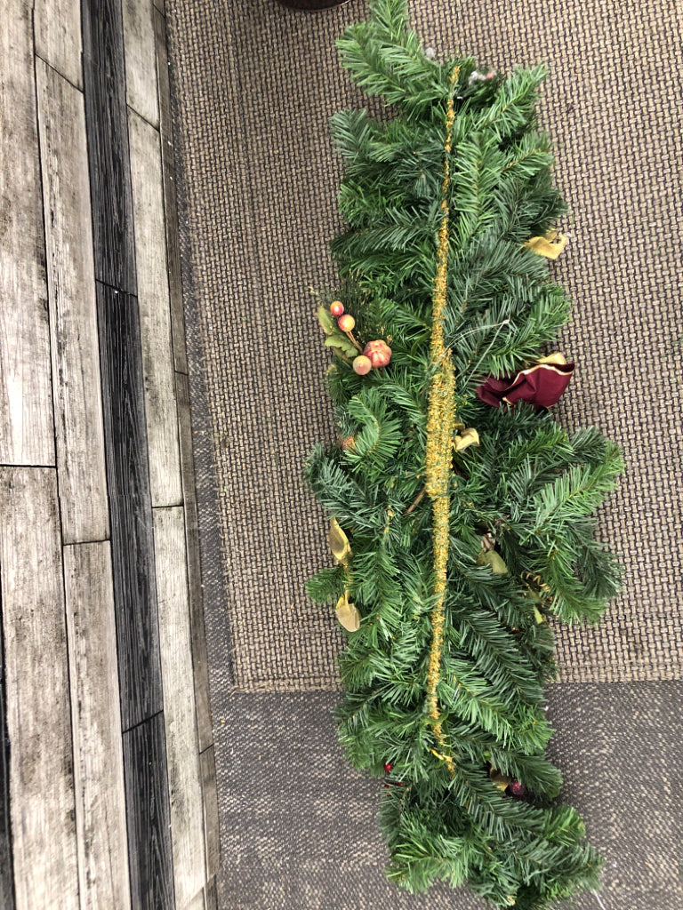 RED RIBBON, FAUX FRUIT GARLAND.