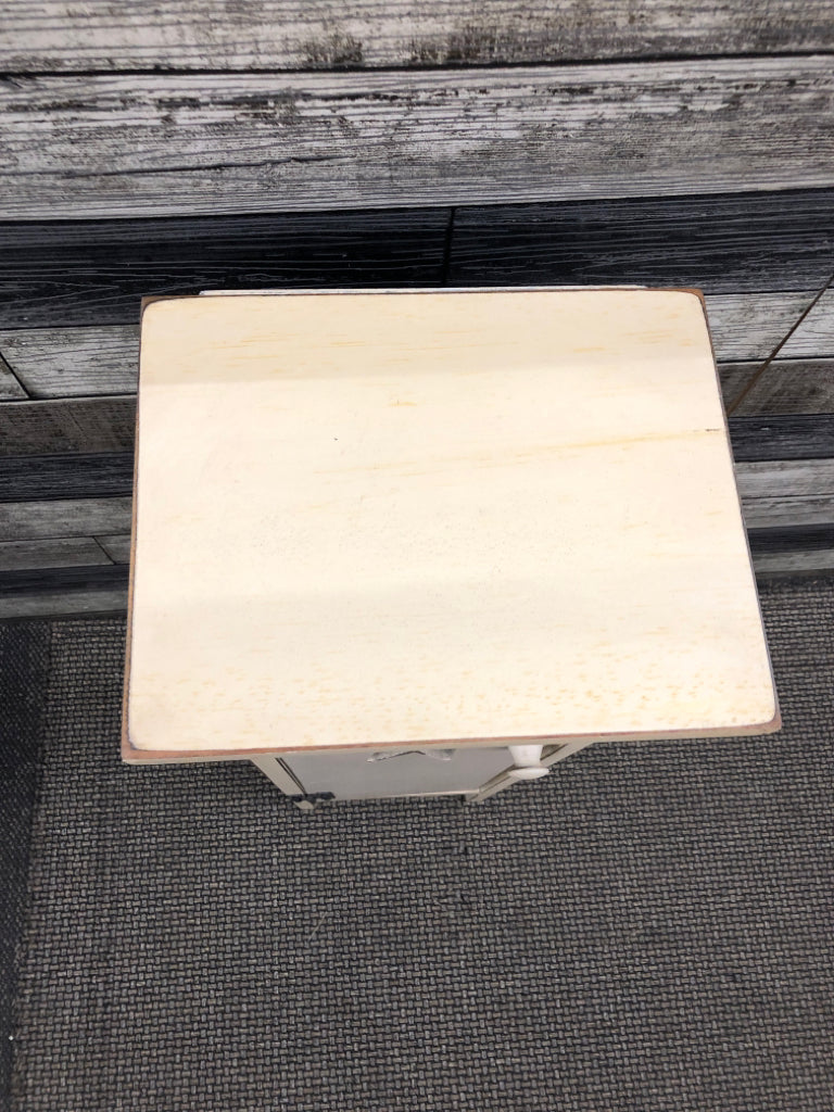SMALL WHITE PRIMITIVE STAR CABINET.