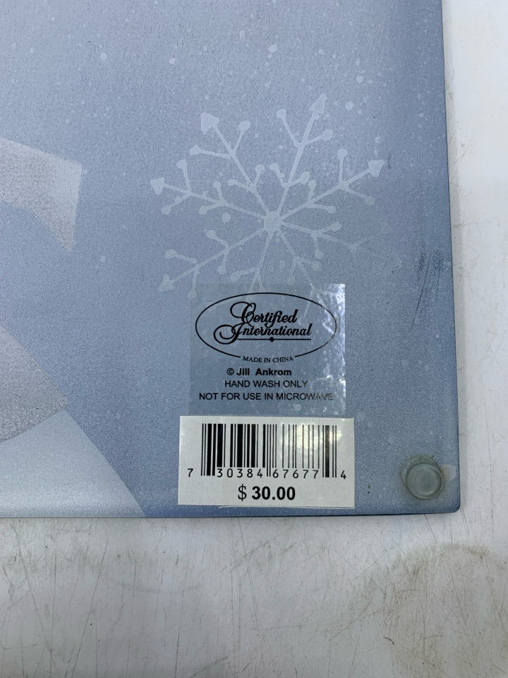 GLASS SNOWMAN W/ LONG HAT CUTTING BOARD.