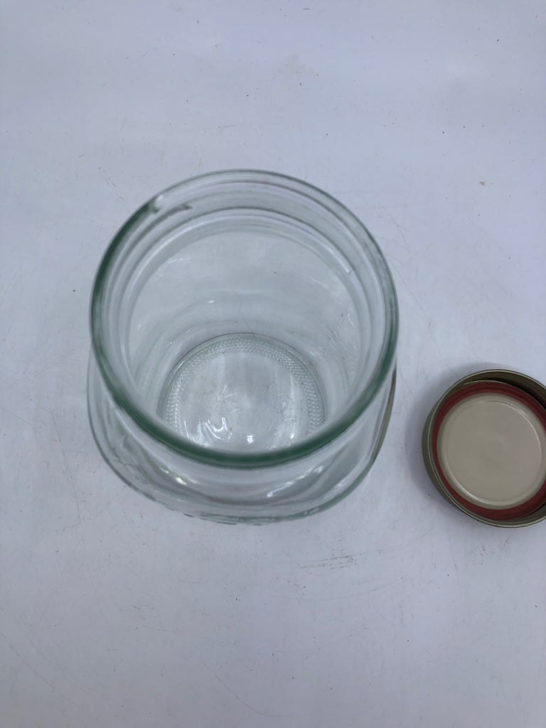 "MASON" MASON JAR W/ GOLD LID.