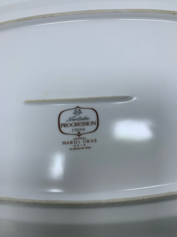 VTG PROGRESSION MARDI GRAS  PATTERN RECTANGLE W/ ROUNDED CORNERS PLATTER.