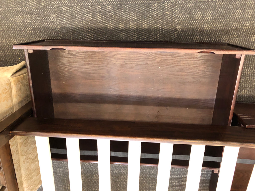 TWIN DARK WOOD BED FRAME W 2 DRAWERS.