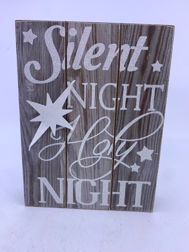 SILENT NIGHT GLITTER BLOCK SIGN.