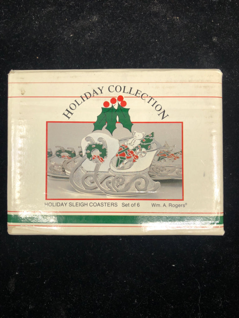 NIB HOLIDAY SLEIGH COASTER-SET OF 6