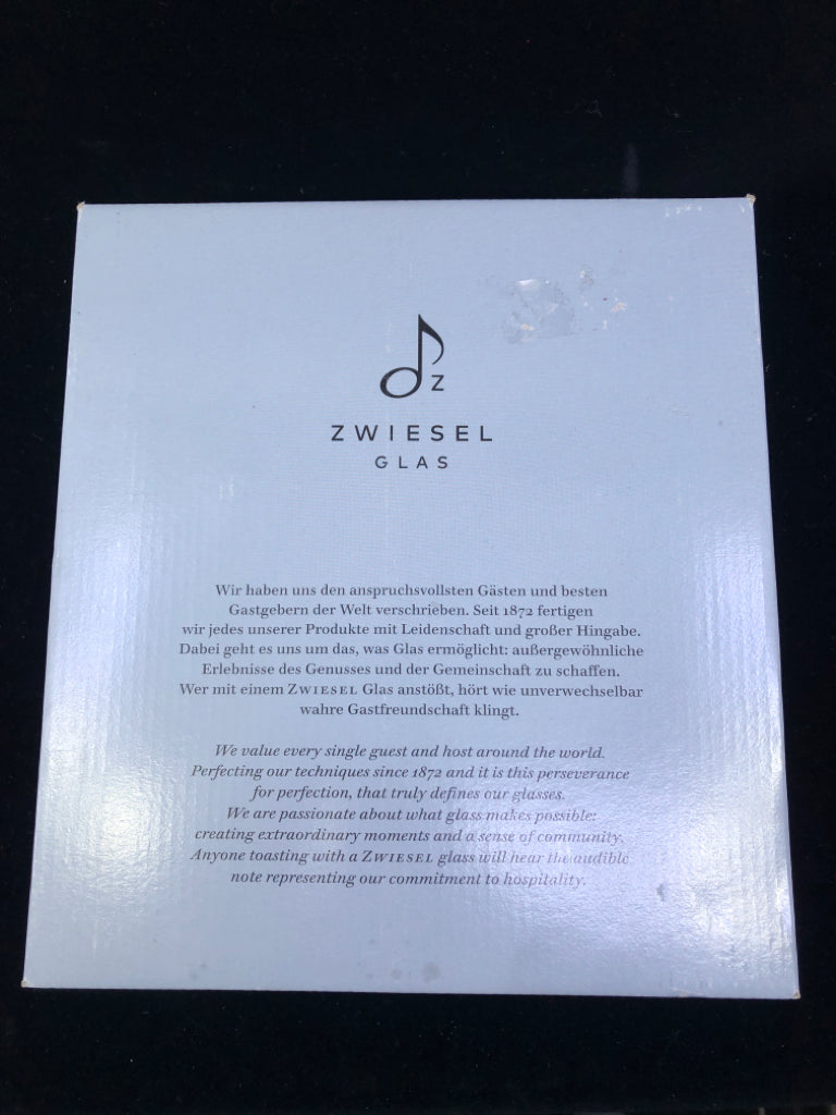 NIB 2 ZWIESEL WINE GLASSES.