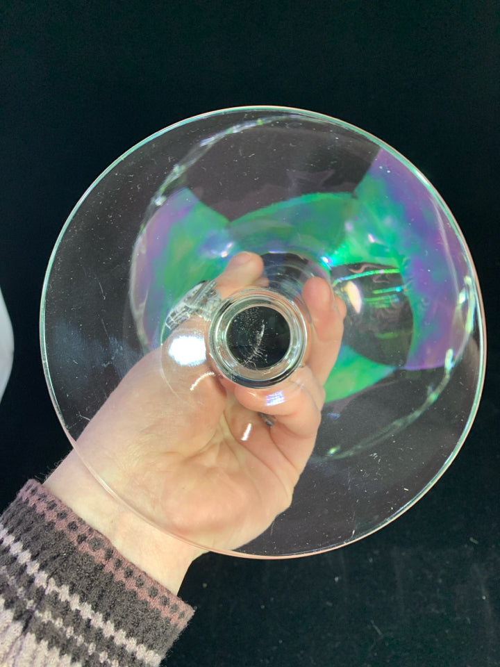 VTG LARGE IRIDESCENT MARTINI GLASS.