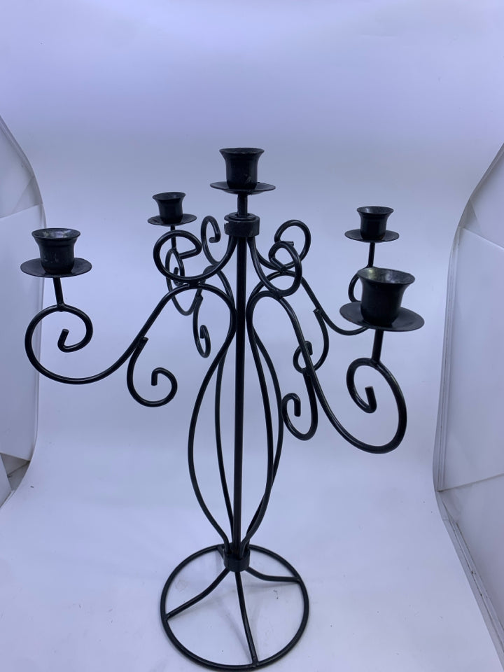 BLACK METAL CANDELABRA -FOLDABLE.