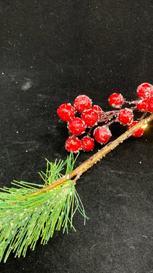 LED PINE BRANCHES W/PINECONES & BERRIES.