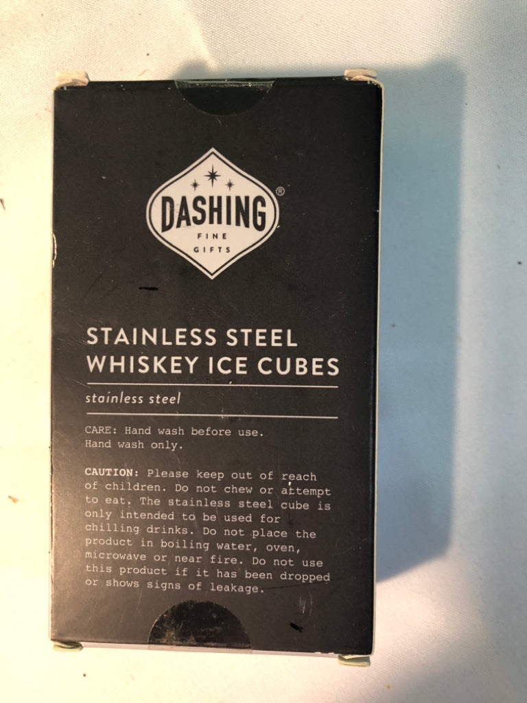 NIB STAINLESS STEEL WHISKEY ICE CUBES DASHING FINE GIFTS