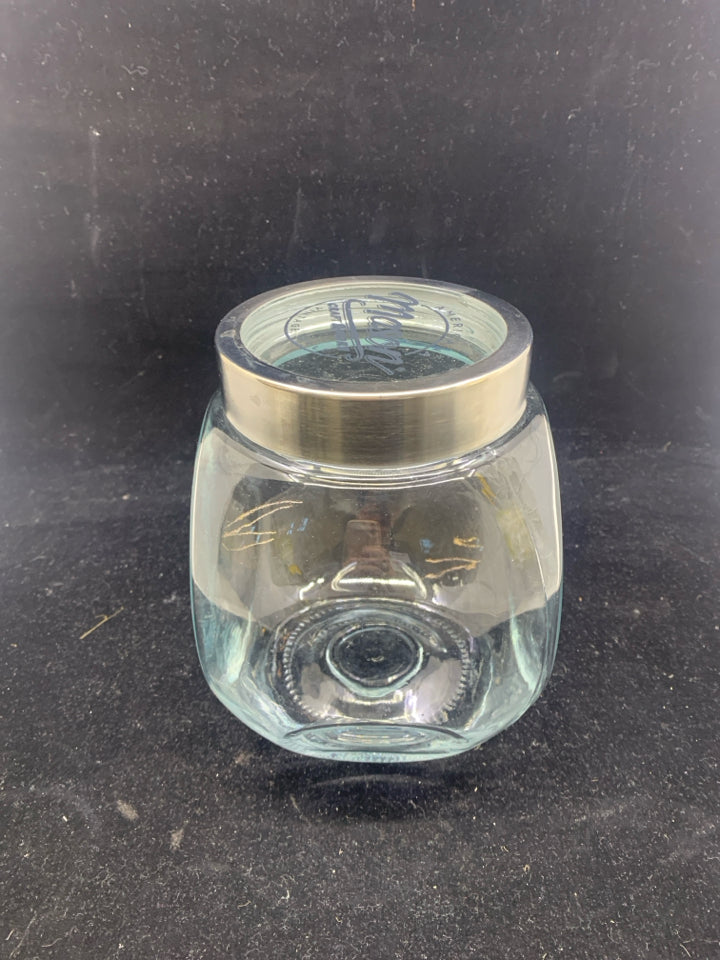 GLASS CANISTER MASON JAR BRAND VINTAGE STYLE.