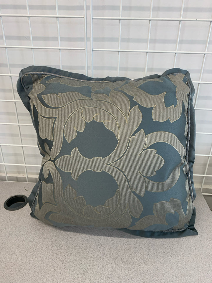 BLUE TEXTURED PILLOW.