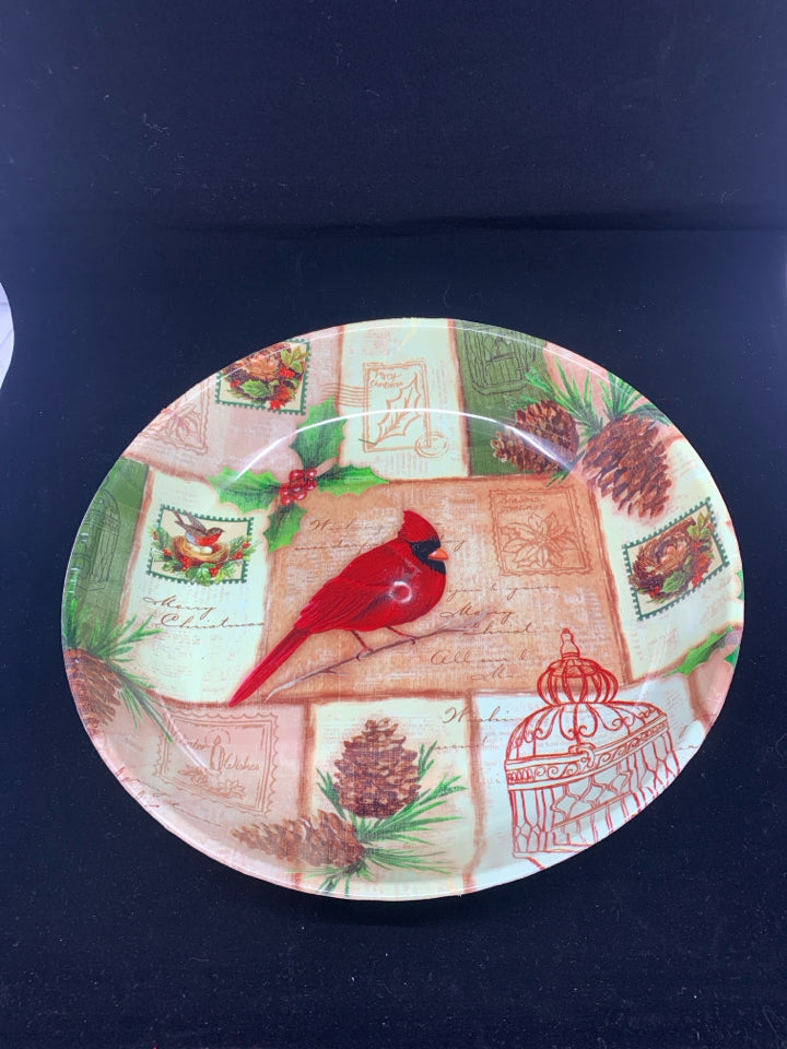 MELAMINE CARDINAL SALAD BOWL.