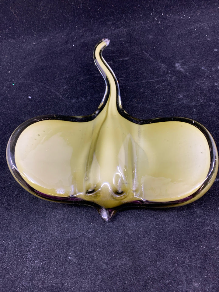 GREEN BLOWN GLASS STINGRAY PAPERWEIGHT.