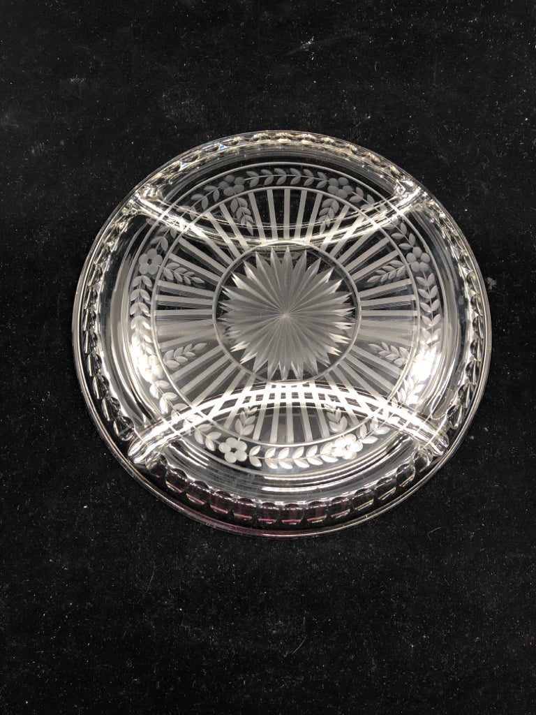 CUT GLASS DIVIDED BOWL.