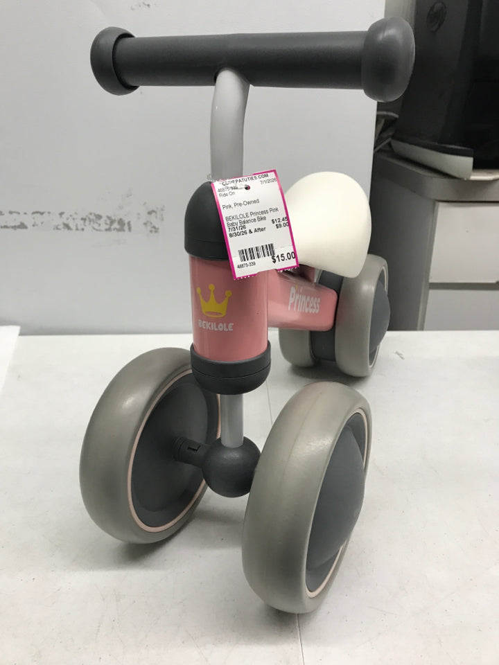 BEKILOLE Princess Pink Baby Balance Bike
