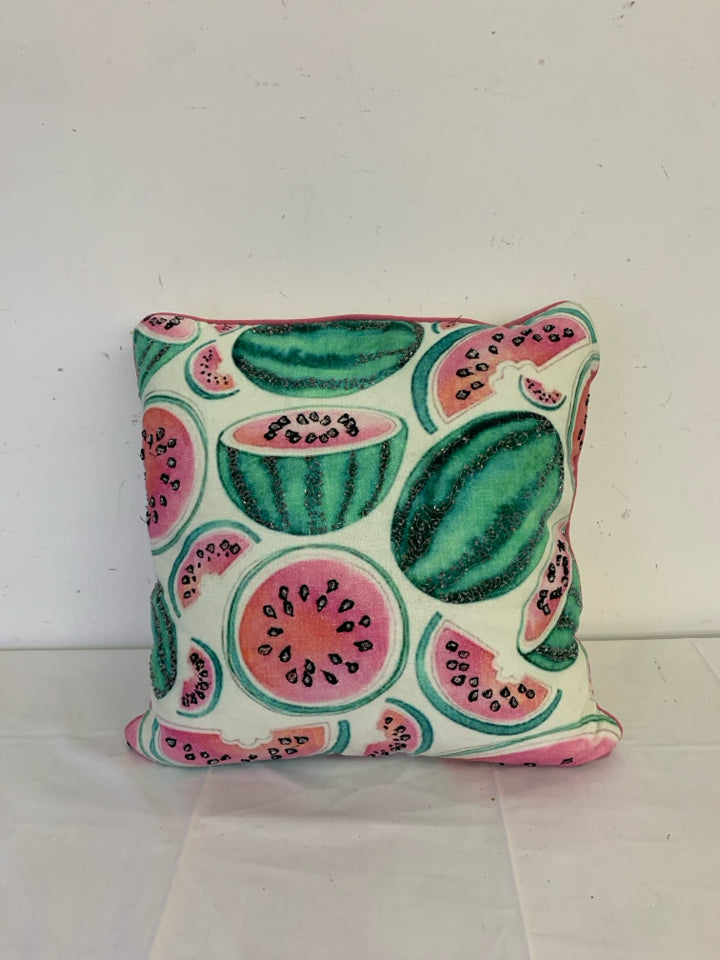 PINK AND GREEN WATERMELON PILLOW.