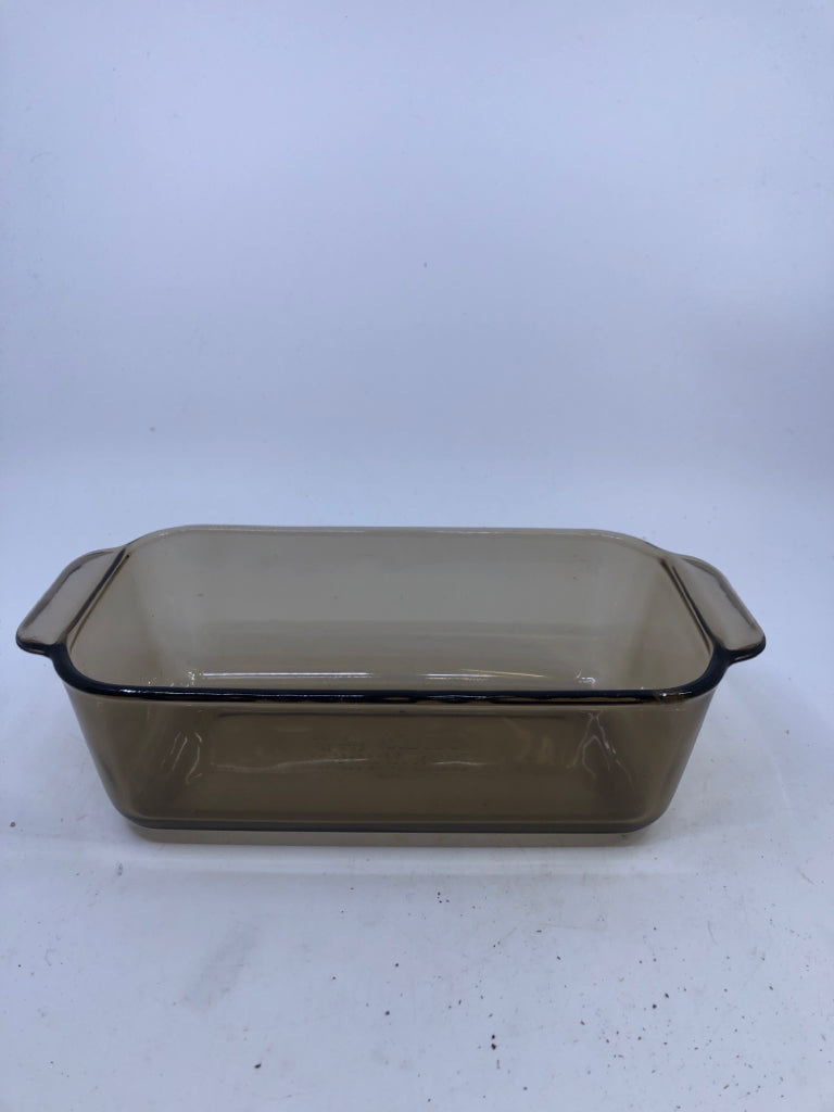 BROWN PYREX LOAF PAN.