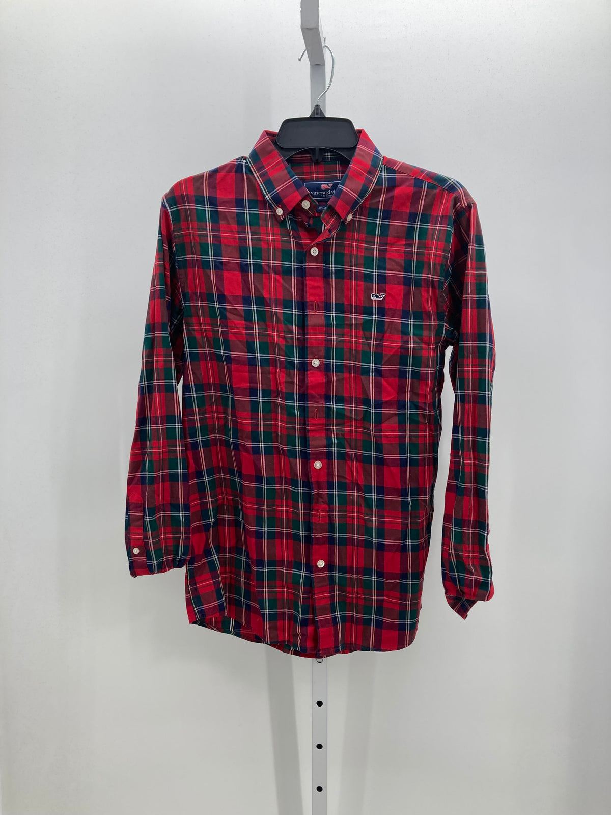 RED/ BLUE PLAID BUTTON DOWN WHALE SHIRT