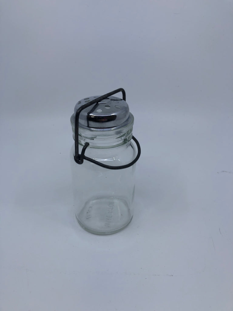 GLASS SHAKER EMPTY BOTTLE W CLASP.
