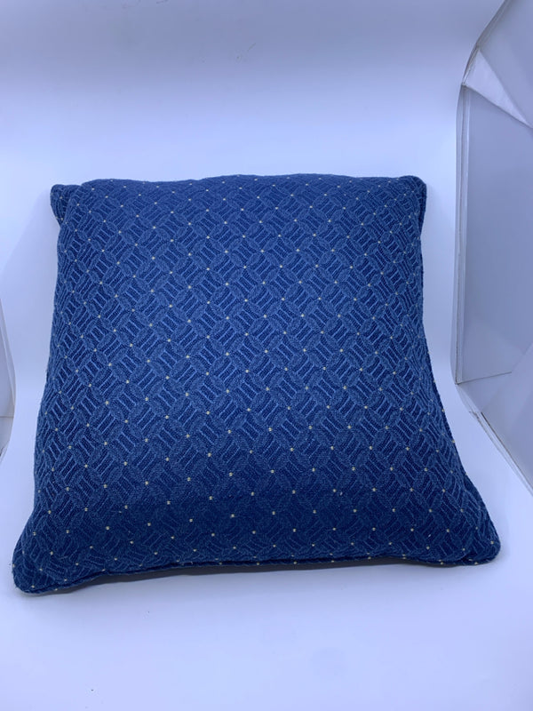BLUE W/ YELLOW SPECKLES THROW PILLOW.