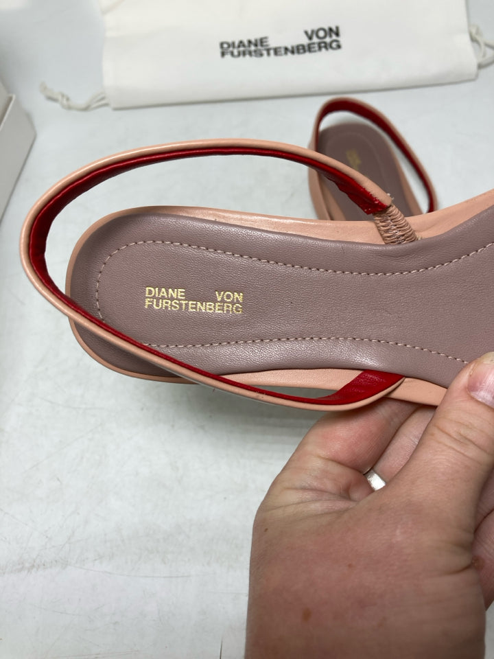 Diane Von Furstenberg Koko Pink Sand Flats- New With Box