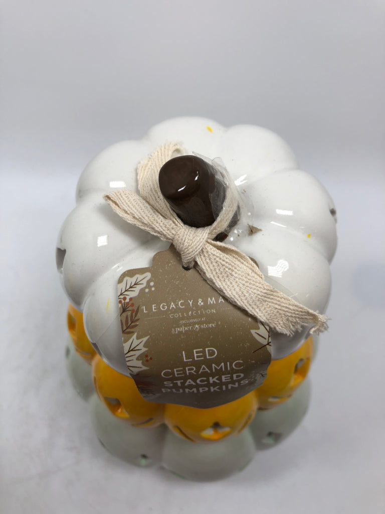 NWT LED CERAMIC STACKED PUMPKINS.