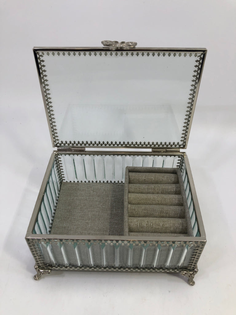 RACHEL ROY METAL FOOTED JEWELRY BOX W/ BUTTERFLY.
