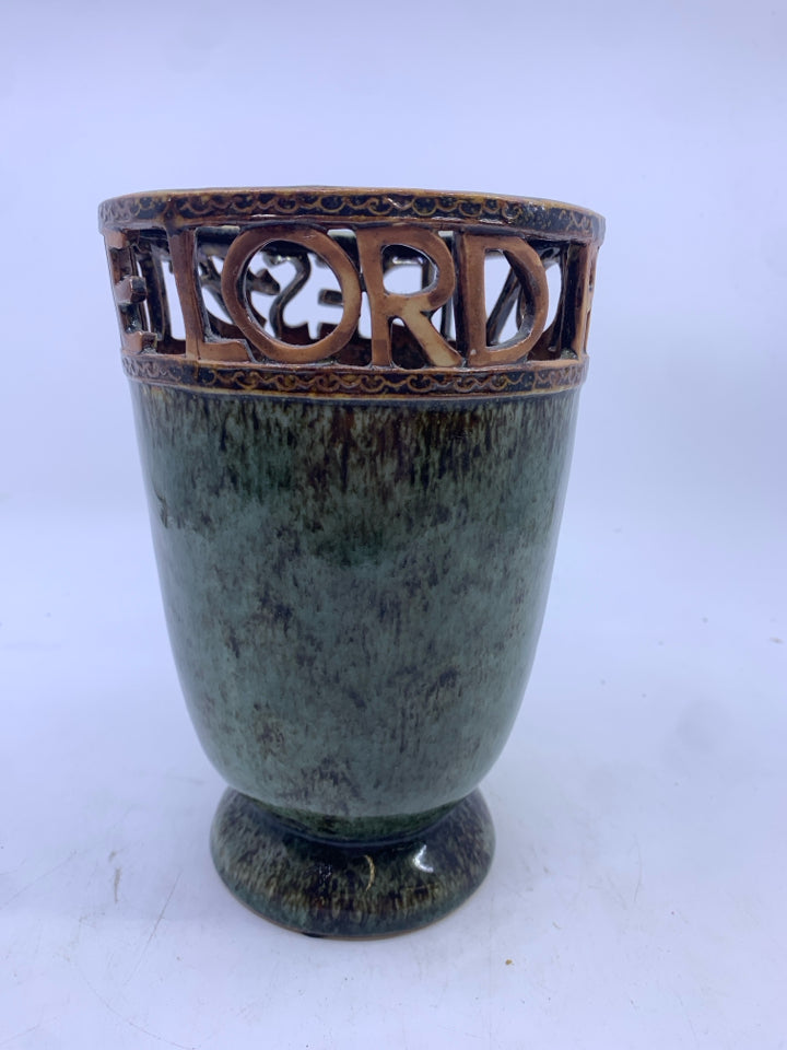 THE LORD PROVIDES GREEN URN STYLE VASE.