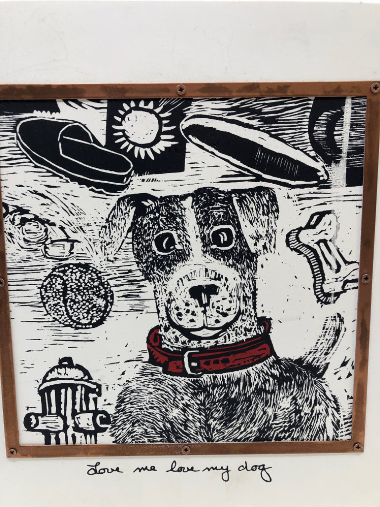 LOVE ME LOVE MY DOG WOOD BLOCK PHOTO.