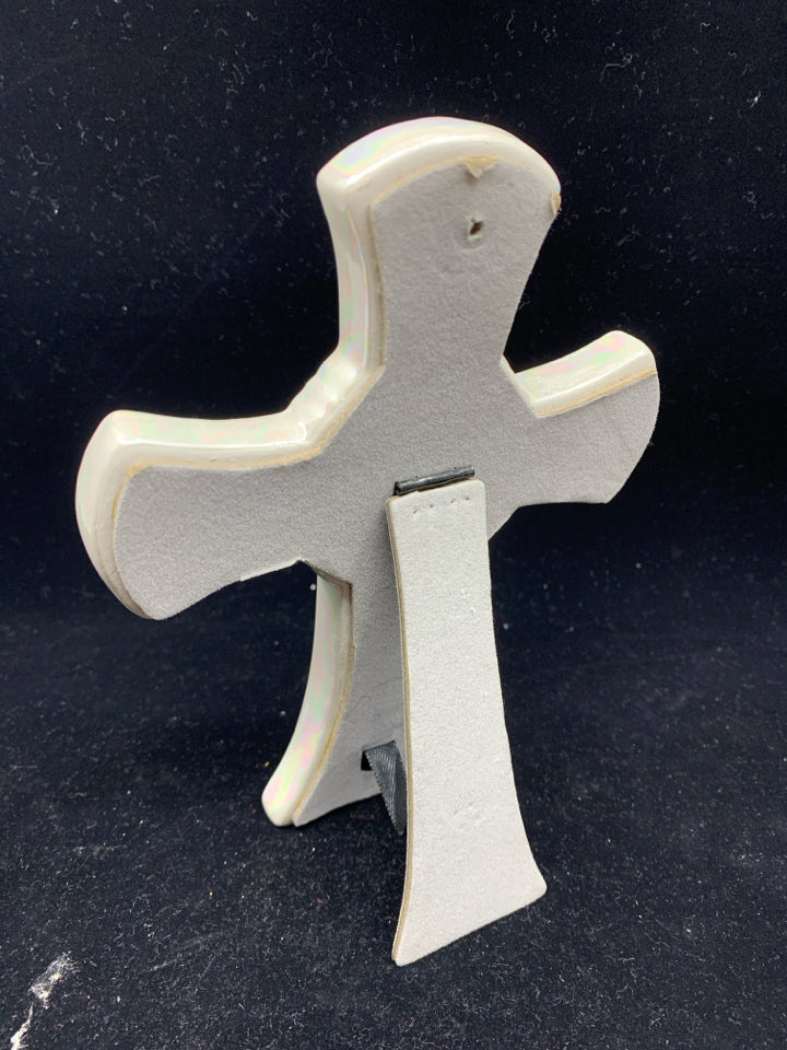 MAY GOD BLESS YOU CERAMIC CROSS.