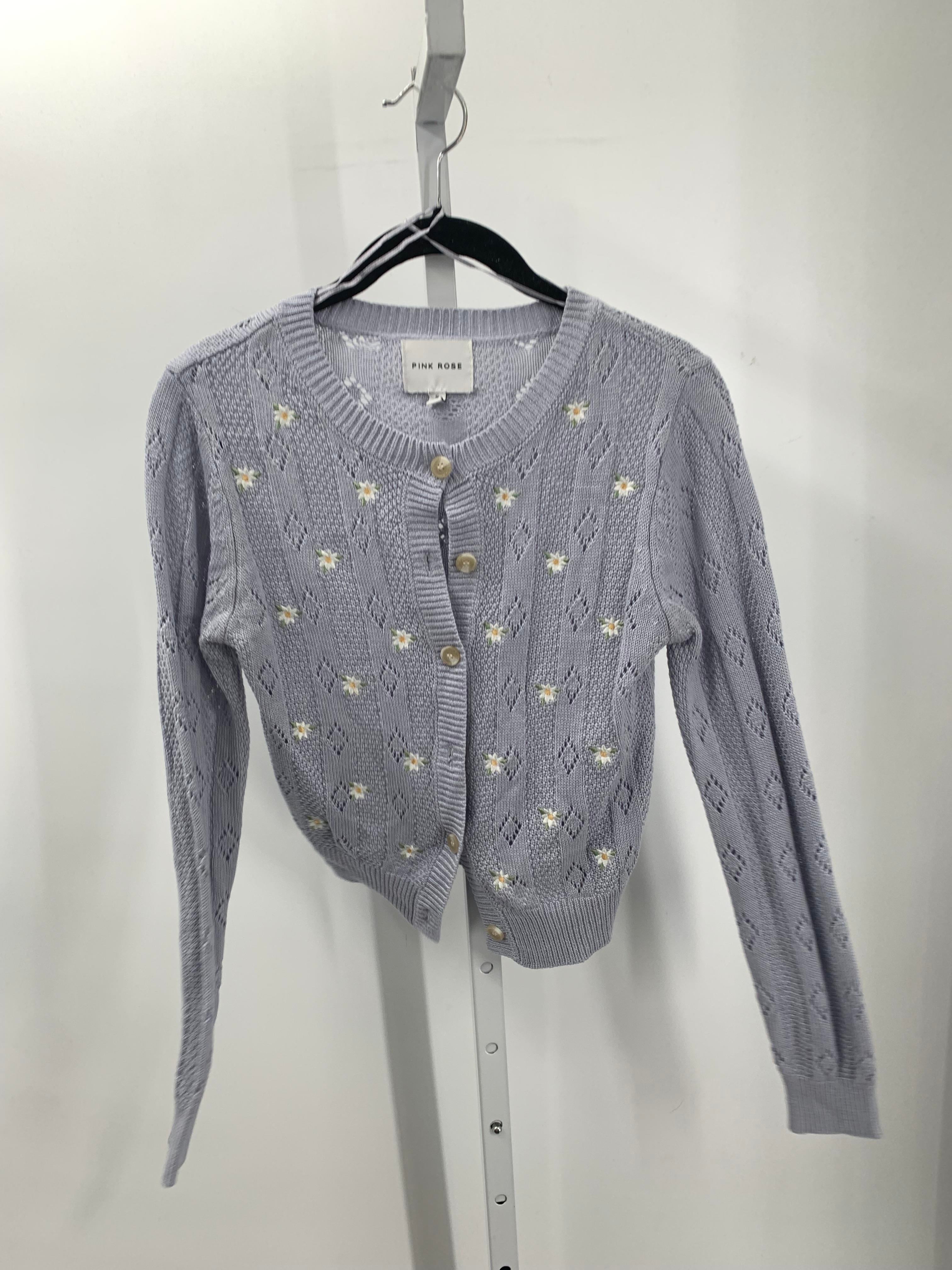 Pink Rose Size Small Juniors Long Sleeve Sweater