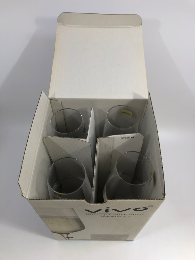 4PC VIVO CHAMPAGNE GLASSES IN BOX.