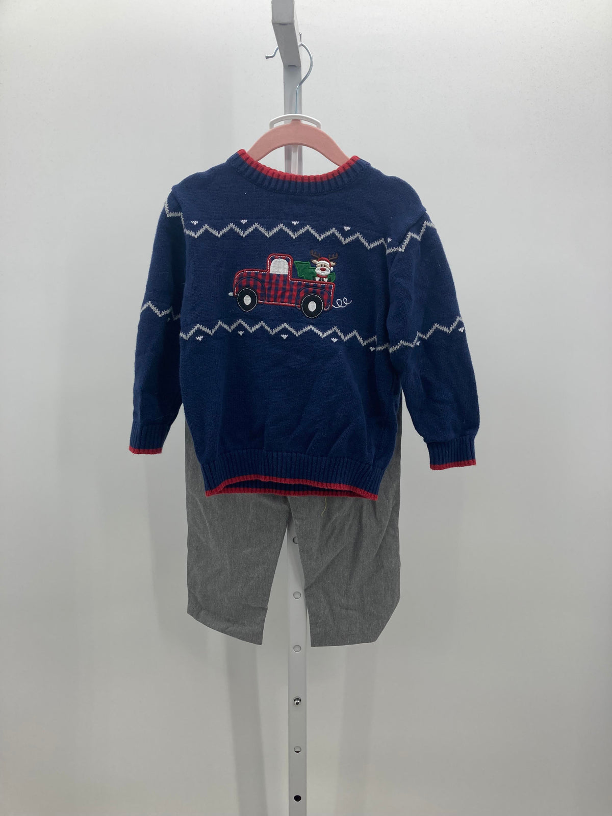 REINDEER TRUCK SWEATER AND GREY PANTS