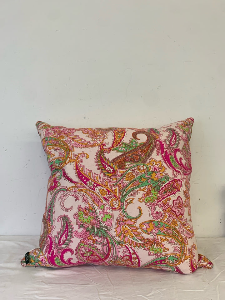 LARGE PINK PAISLEY FEATHER PILLOW- RALPH LAUREN.