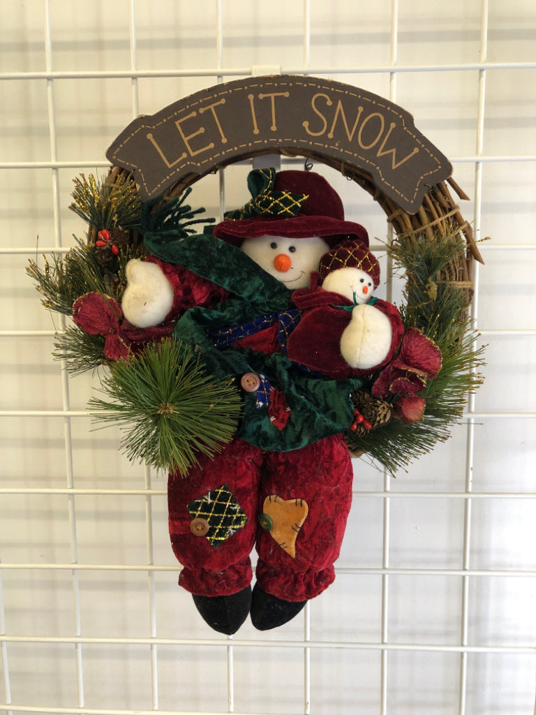 SNOWMAN "LET IT SNOW" WREATH.