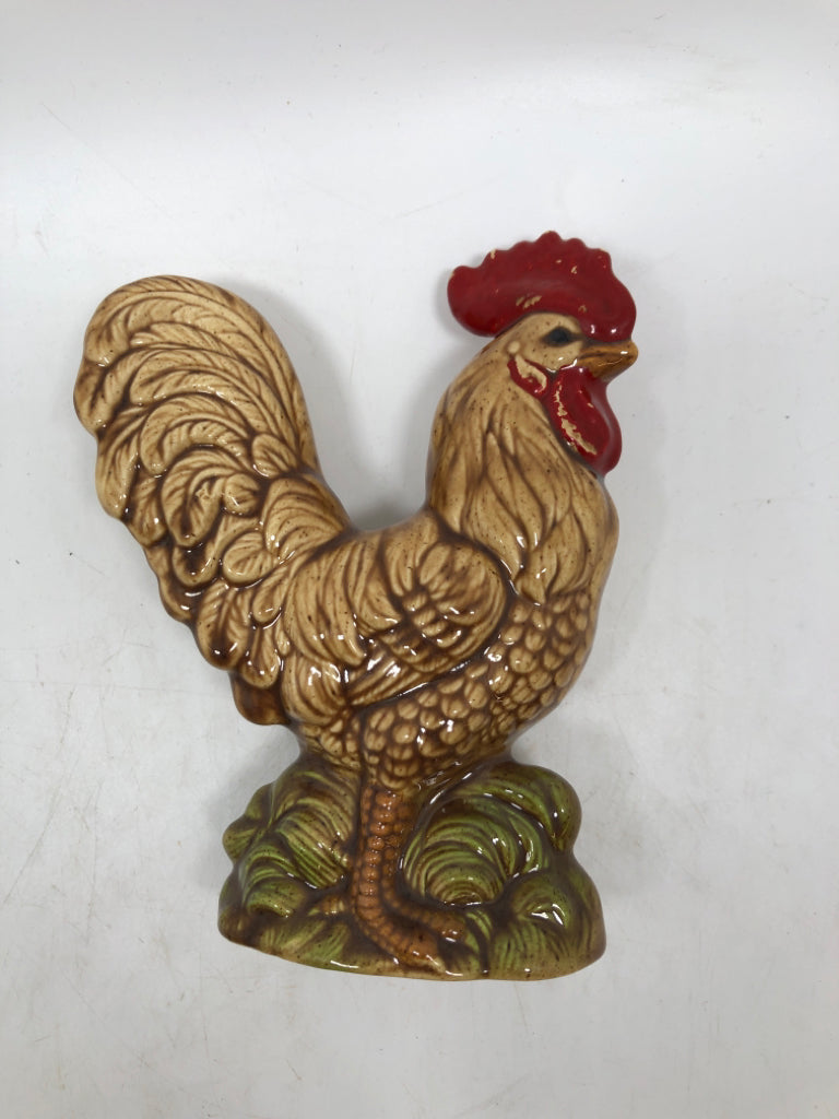 2 DISTRESSED ROOSTER CERAMIC FIGURES.