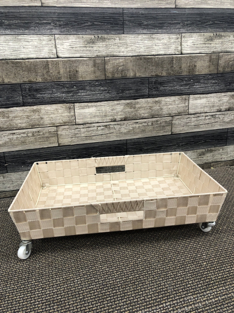 LIGHT ROSE UNDER BED STORAGE W WHEELS.