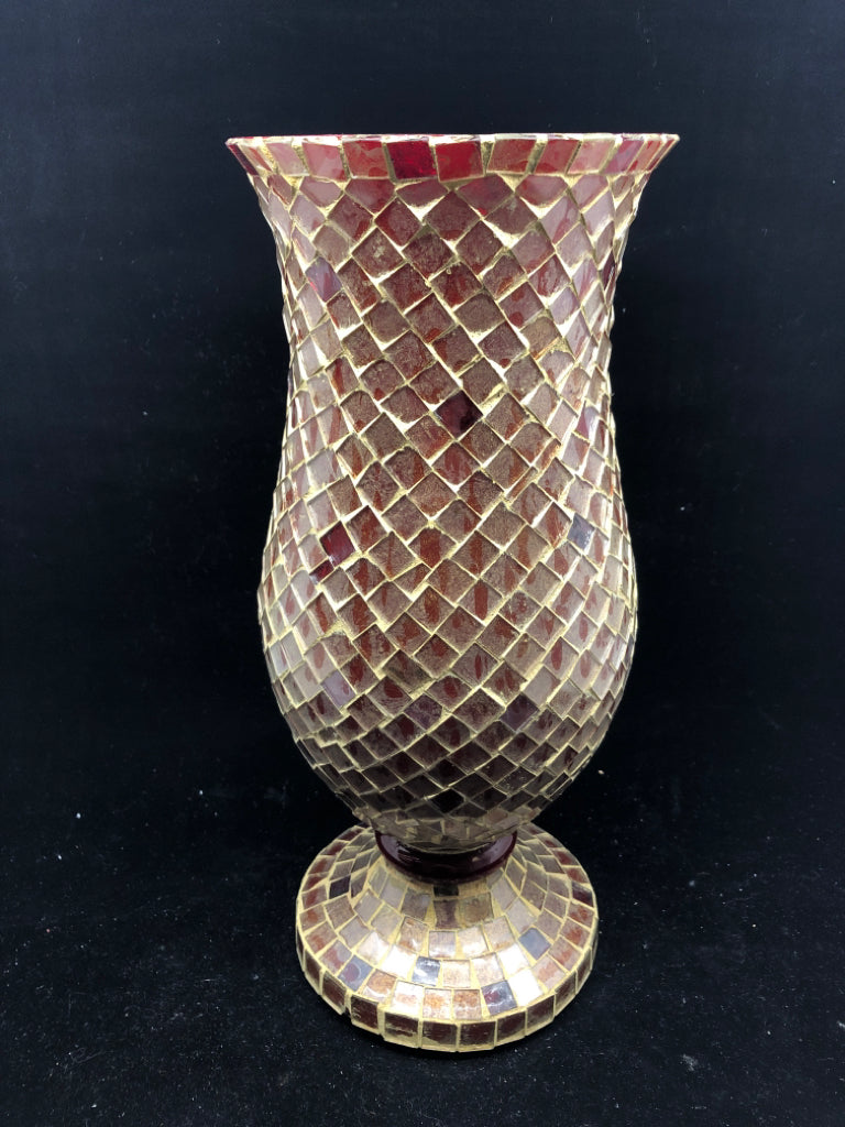 RED FOOTED MOSAIC VASE.