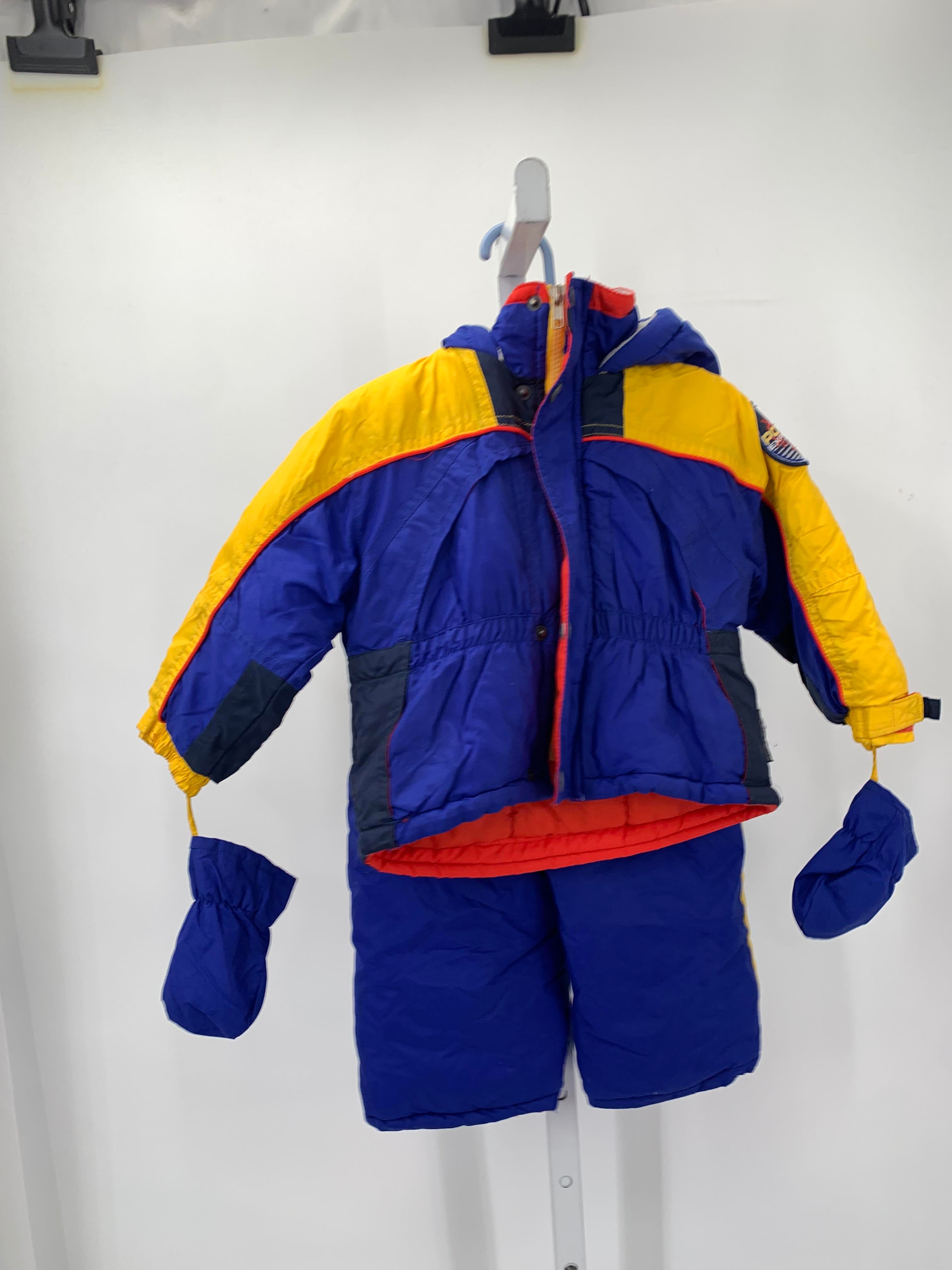 YELLOW RED JACKET AND BIB SNOW PANTS.